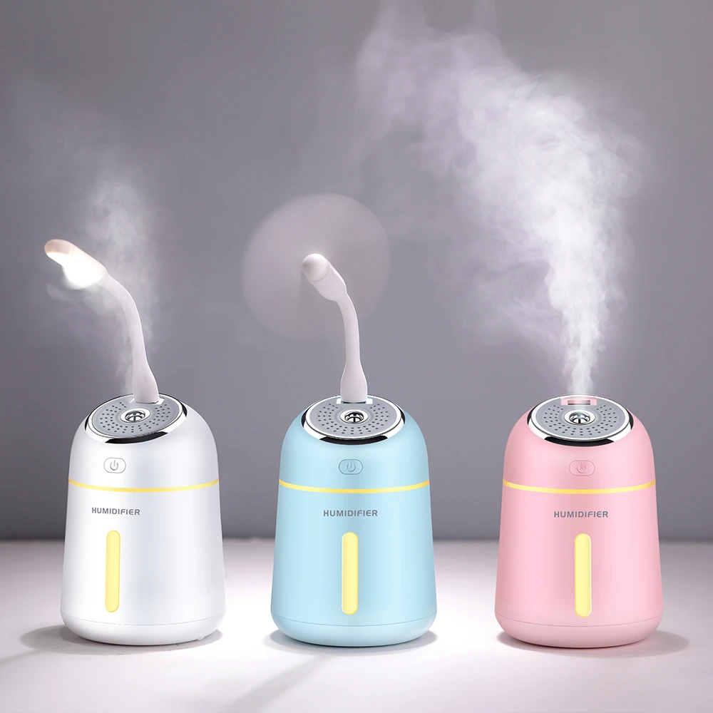 

330ML USB Car Humidifier Ultrasonic Humidifier Mini Air Diffuser Humidification Mist Maker with LED light for Home Office