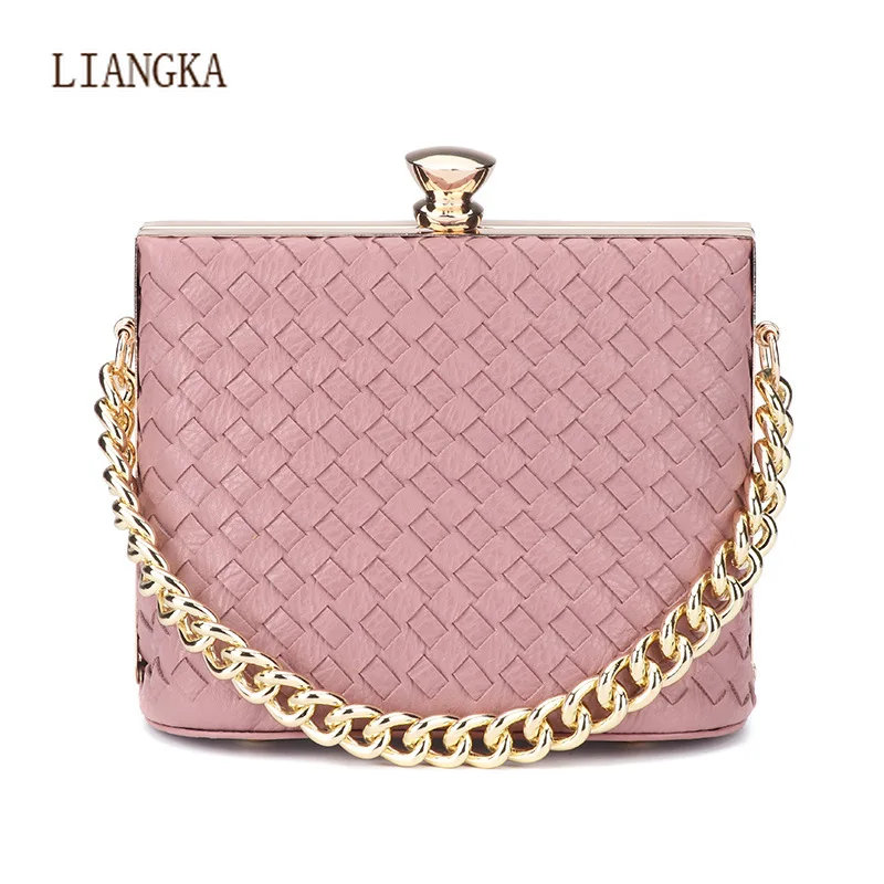 

New Weave Small Handbags For Women 2021 Ladies Coin Purses Fashion Ladies Chain Shoulder Bags Clutch Bag Banquet Packet