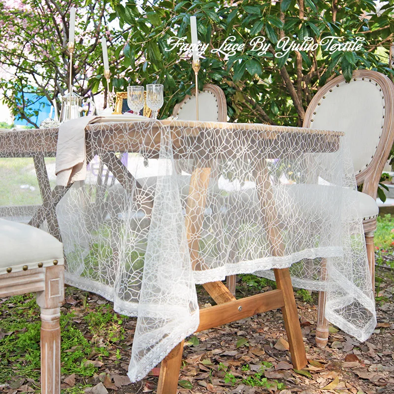 Кроше ручной работы хлопок скатерть деревенский садовый чайный столик ткань