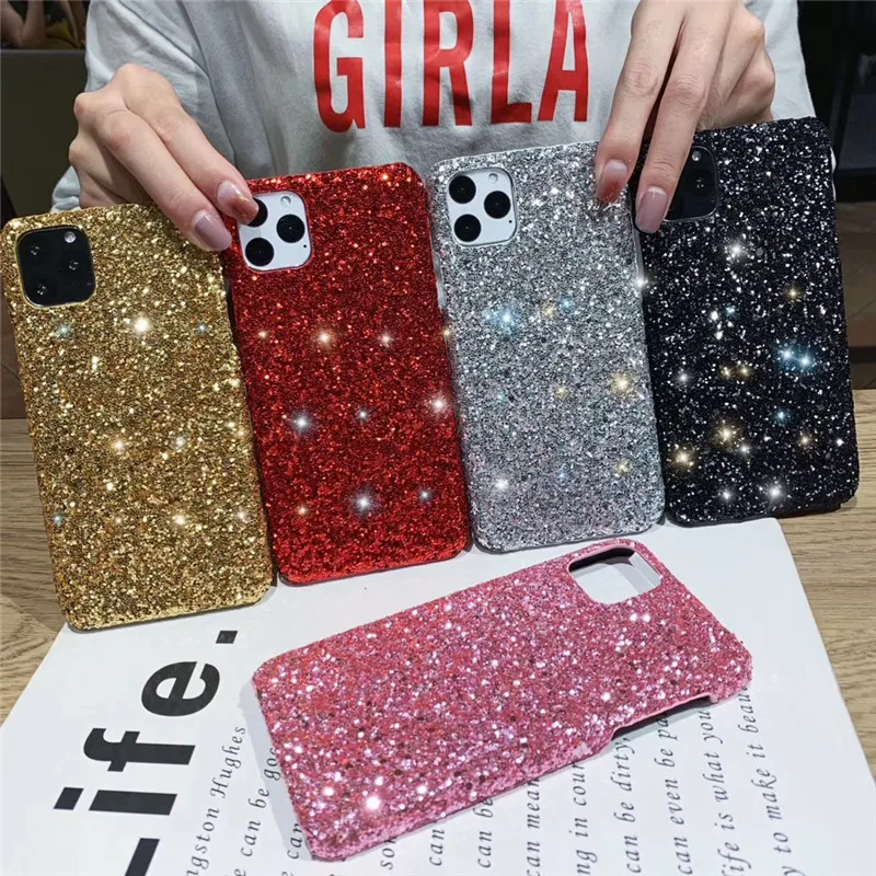 Роскошные блестящие чехлы с сияющей пудрой для iPhone 11 Pro Max XR X XS MAX 6 6S 7 Plus 8plus Жесткий