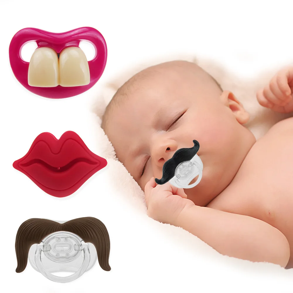 

Top Silicone Funny Nipple Dummy Baby Pacifiers Soother Joke Prank Toddler Pacy Orthodontic Nipples Teether Beard Kiss Pacifier