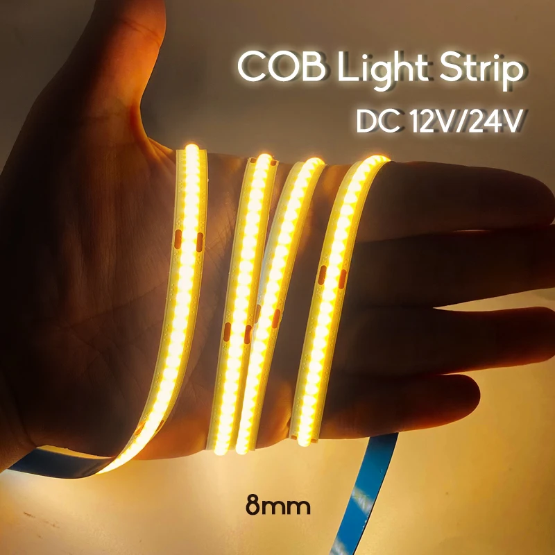COB Led Stirp Light s 8 мм гибкий Ночной светильник 12 В/24 В постоянного тока декоративная