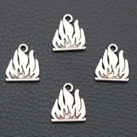 10pcs silver plated flame pendant hip hop bracelet earrings metal accessories diy charms for jewelry crafts making 1815mm a2052