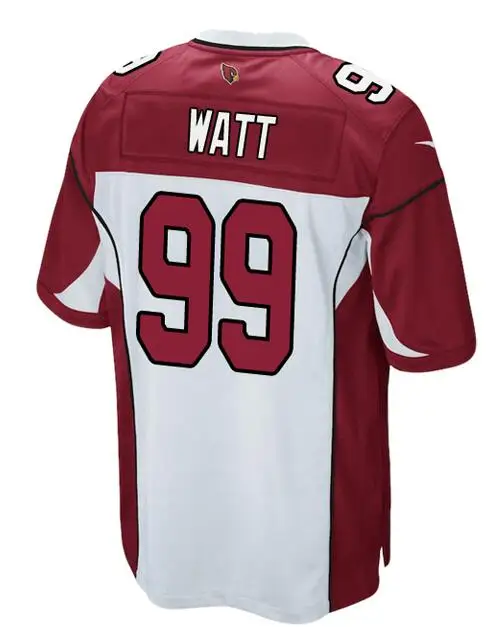 

Пользовательский стежок для мужчин женщин мужчин детей молодежи J.J. Белая футбольная майка Watt Cardinals