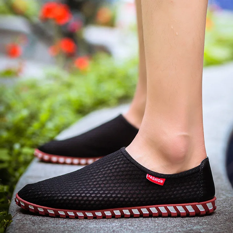 Мужские летние уличные кроссовки дышащие сетчатые Повседневные слипоны на