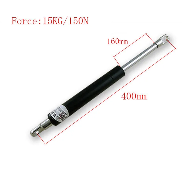 

Free shipping 15KG/33lb Force 400mm Hole Distance 160mm Stroke Auto Gas Spring Hood Lift Support for Furniture Door Auto M8 Hole