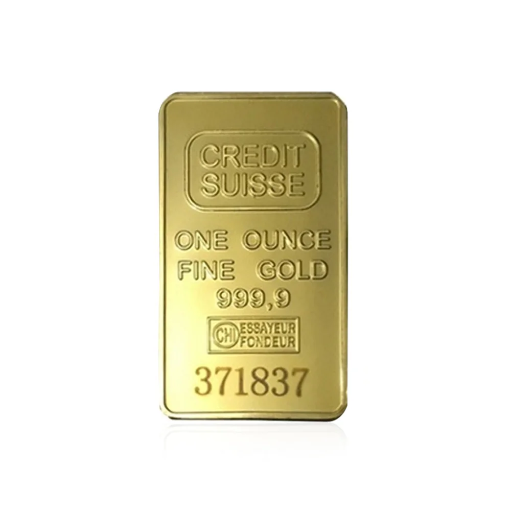 50*28 мм 24ct Позолоченные памятные монеты слоистые слитки бар Швейцария слиток бар современное искусство памятные монеты Реплика