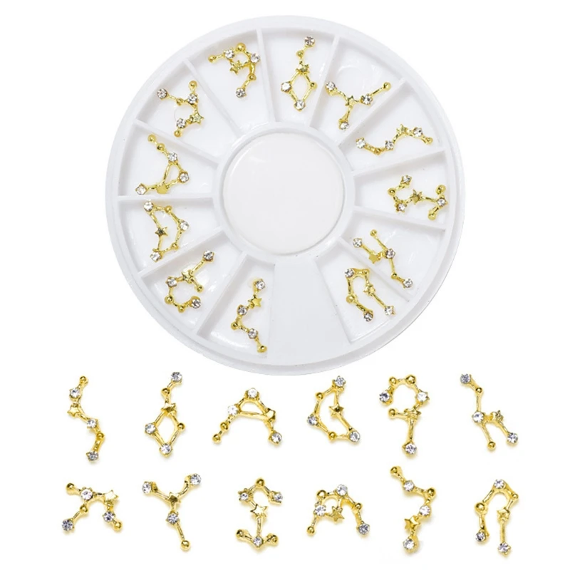 

12 Constellation Resin Metal Material Epoxy Mold Filling DIY Charm Jewelry Making Filler Nail Art Decorations