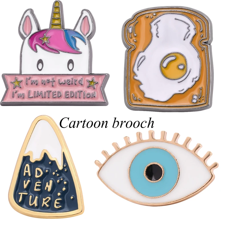 Мультяшная эмалированная булавка четыре стиля значок для рубашки единорог буквы