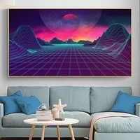 modern sunset canvas poster wall art modular vaporwave print painting wall art aesthetic picture for living room home decoration