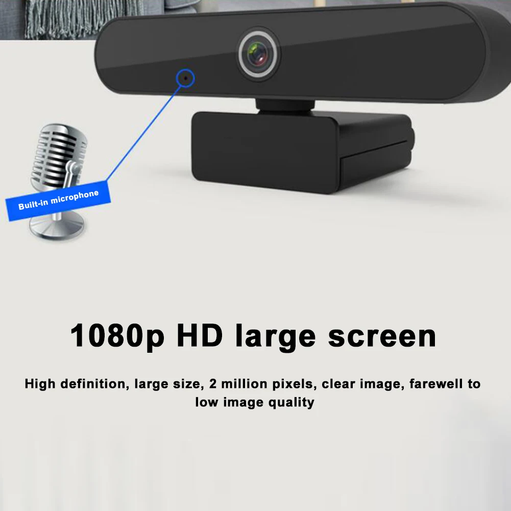 

1080P HD Webcam For PC Computer Universal Plug And Play USB Home Office 360 Degree Rotation ABS With Microphone Teaching