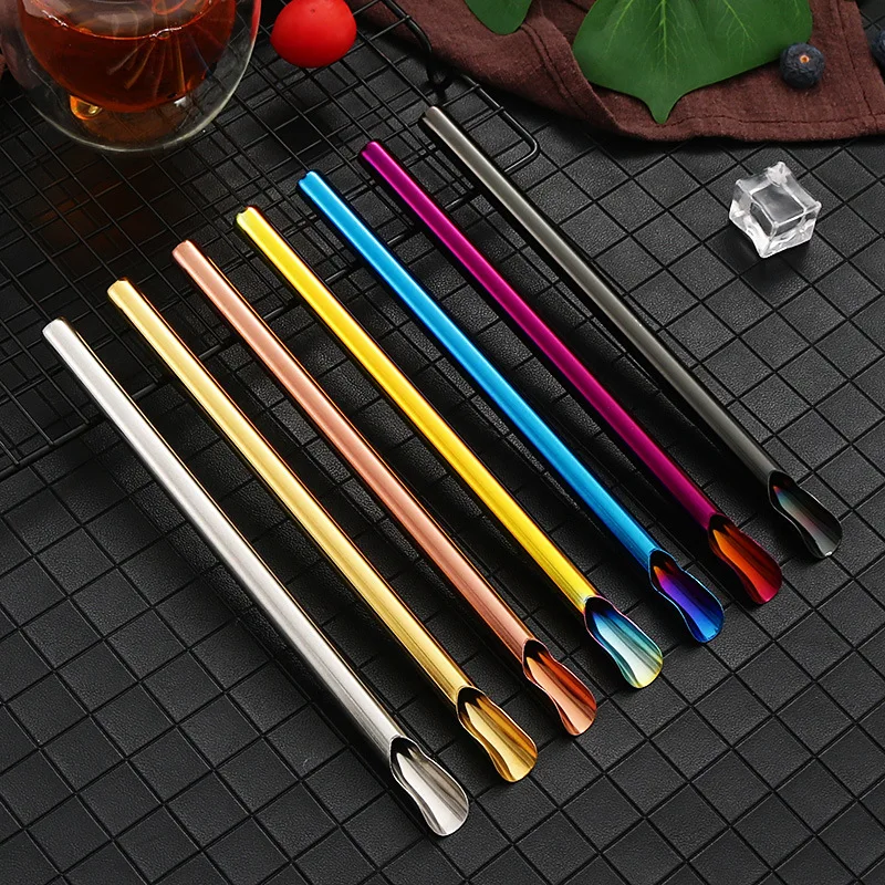 

12mm Bevel Colorful Reusable Metal Straw High Quality Stainless Steel Set with Cleaner Brush Bar Party Drinking Cocktails Access