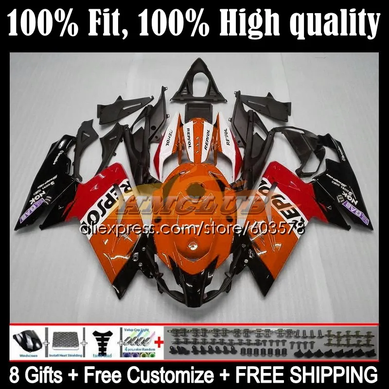 

Injection For Aprilia RS-125 RS 125 RS4 54CL.3 RSV125 2006 2007 2008 2009 2010 2011 RS125 06 07 08 09 11 Fairings Repsol orange
