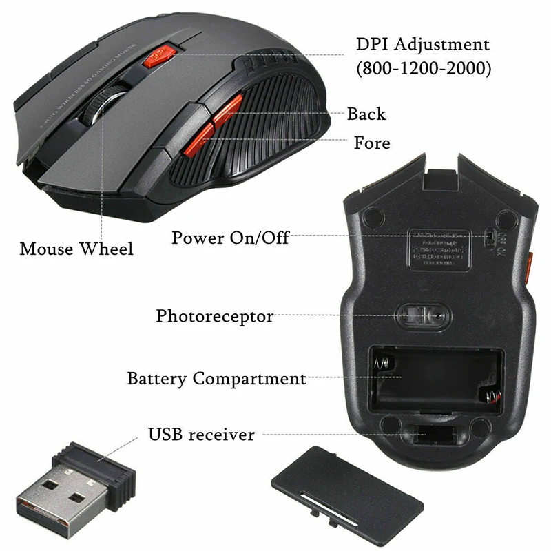 BEESCLOVER dpi 2,4 Ghz Мини Беспроводная оптическая игровая мышь и USB приемник для ПК Игровые ноутбуки компьютерная мышь