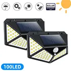 Уличный светильник на солнечной батарее с датчиком движения, водонепроницаемый портативный солнечный светильник для украшения сада, уличная настенная лампа, 3 режима, 100 светодиодов