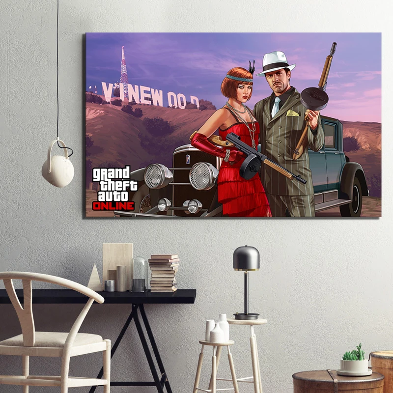 1 шт. HD мультфильм картина GTA онлайн игра плакаты постеры Grand Theft Auto рисунок на