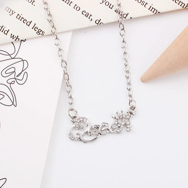 

2021 Fashion Luxury Gold-Color Queen Crown Chain Necklace Zircon Crystal Necklace for Women Girl Jewelry Birthday Present Gifts