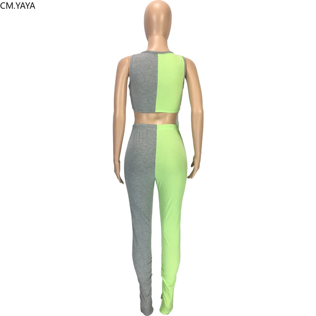 Женский спортивный костюм CM.YAYA комплект из двух предметов майка топ расклешенные