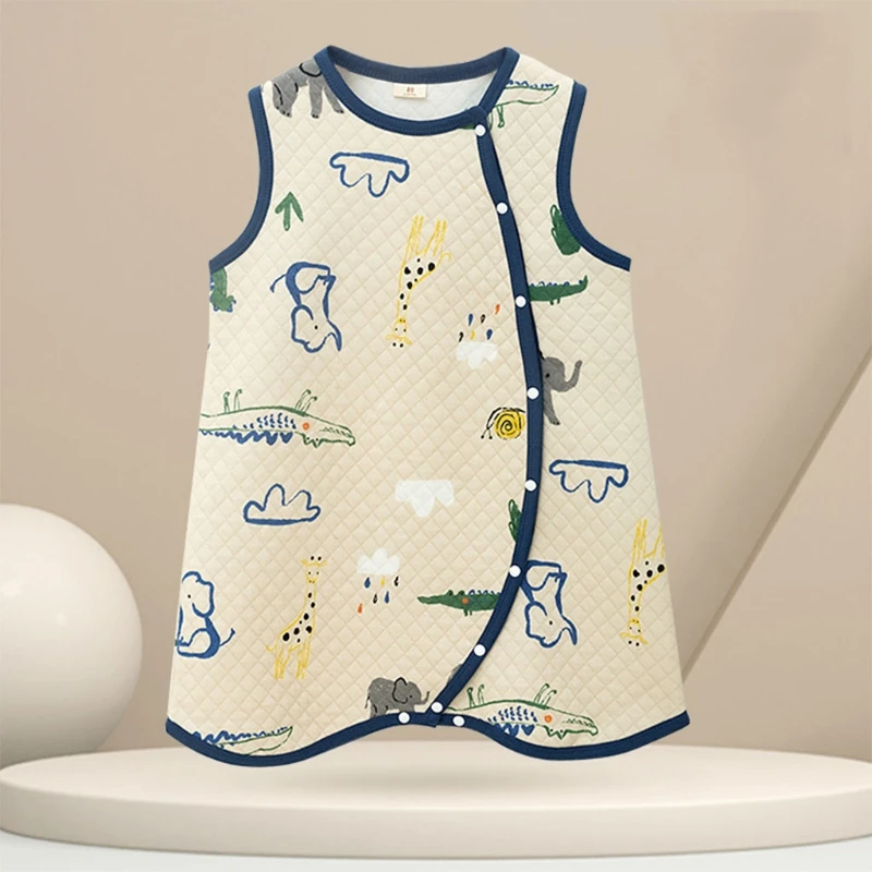 

Cute Cartoon Print Summer Baby Vest Sleeping Bag Anti-Kick Double Muslin Infant