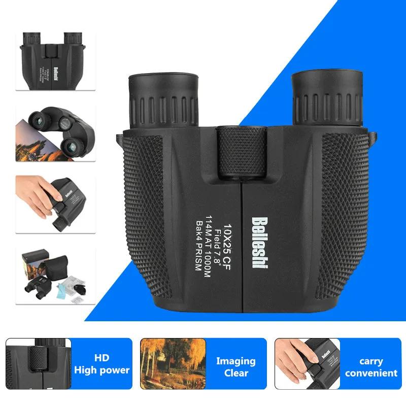 

Professional 10X25 Binoculars Portable Hunting Binoculars BAK4 Prism High Power Binoculars Camping Hunting Trip