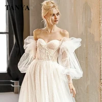 2022 new detachable puffy sleeve for wedding dress ivory tulle sleeve elegant bridal accessories full fingerless gloves swd073