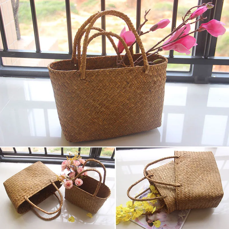 Seaweeds Woven Basket Flower Garden Succulent Bag Crafts Storage FBS889 | Дом и сад