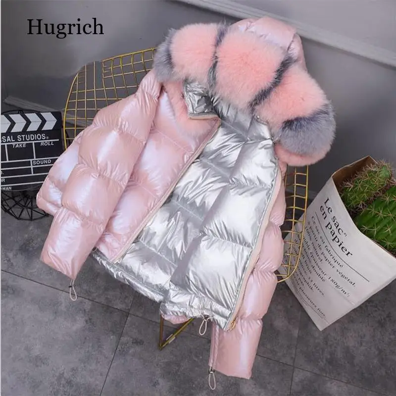 

Real Fur Coat Natural Fox Fur Collar 2021 Winter Jacket Women Loose Short Down Coat White Duck Down Jacket Thick Warm Down Parka