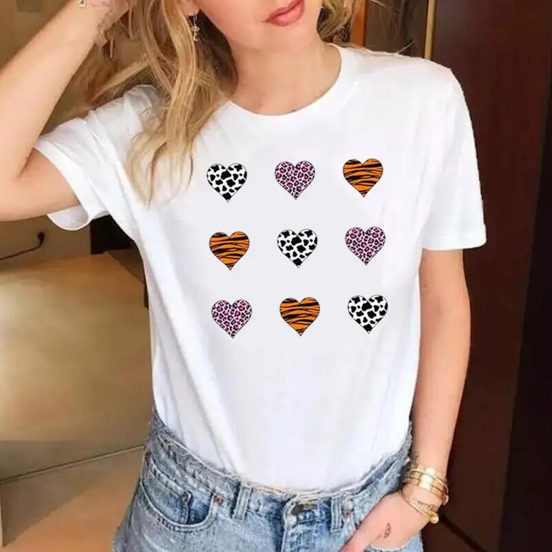 

Summer Short Sleeve Tee Shirt Femme Cotton Casual Harajuku Shirt Fashion Cartoon Love Print T Shirt Women Tops Camiseta Mujer