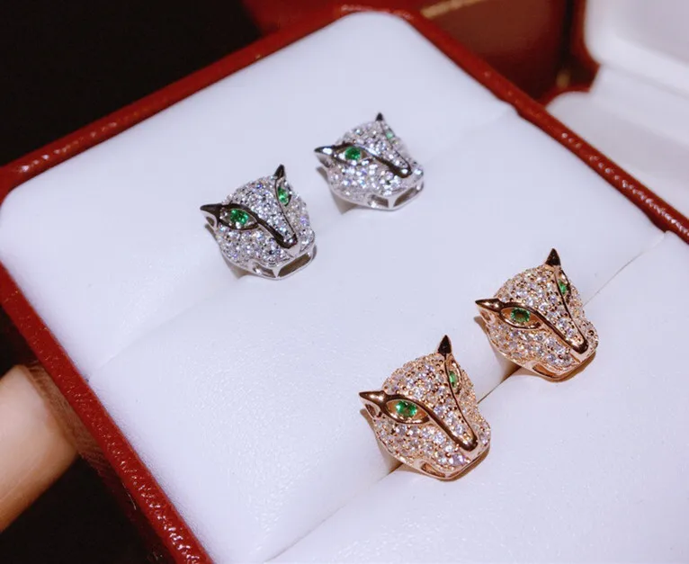 Модные женские серьги гвоздики в виде пантеры дизайнерские мини с леопардовым