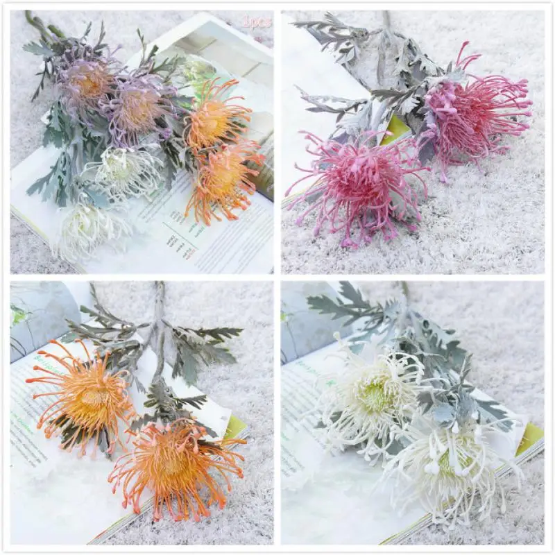 

NEW Artificial Flower Short Branch Crab Claw 2 Fork Planting Pincushion Flower Home Simulation Flower