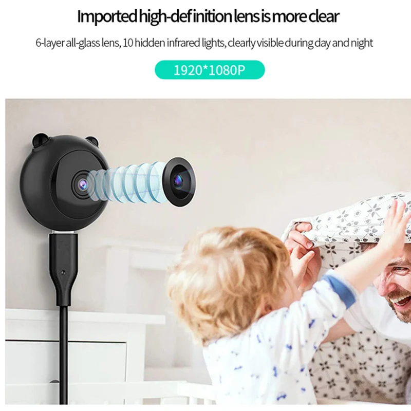 Миниатюрная камера 1080P HD беспроводная Wi-Fi с дистанционным монитором миниатюрная