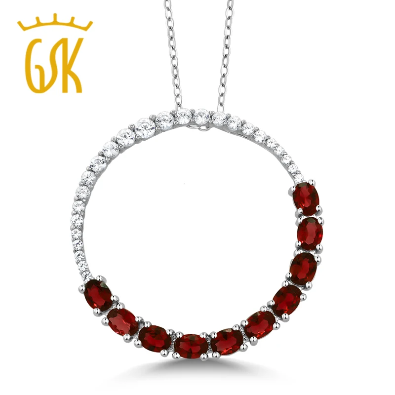 GemStoneKing 3 00 Ct натуральный красный гранат драгоценный камень круг кулон ожерелье из