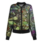 Женские куртки с цветочным принтом, весенне-летняя куртка-бомбер с длинным рукавом, на молнии, верхняя одежда, повседневная облегающая уличная одежда с карманами, женское блестящее пальто