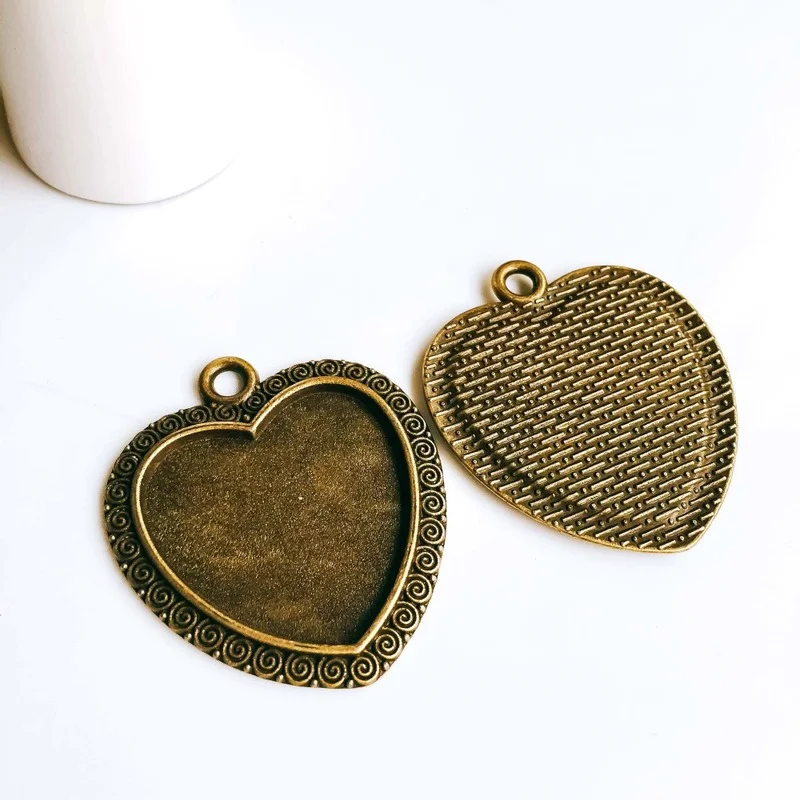 5 шт./лот 25 мм ожерелье с подвеской античная бронза серебро стекло Кабошон Пустые