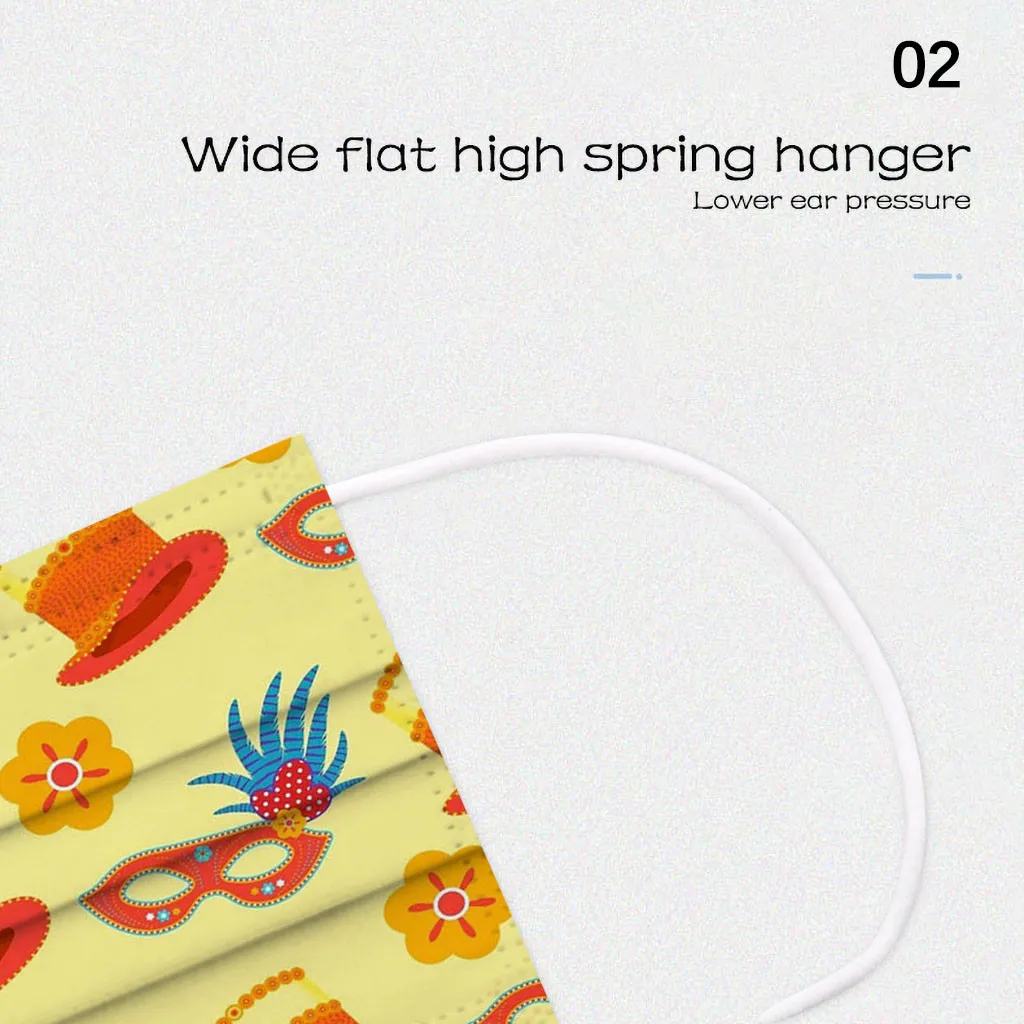 

40/100pcs Disposable Face Mask Unisex Children Printed Mouth Masks New Years Breathable 3-layer Non Woven Fabric Disposable Mask