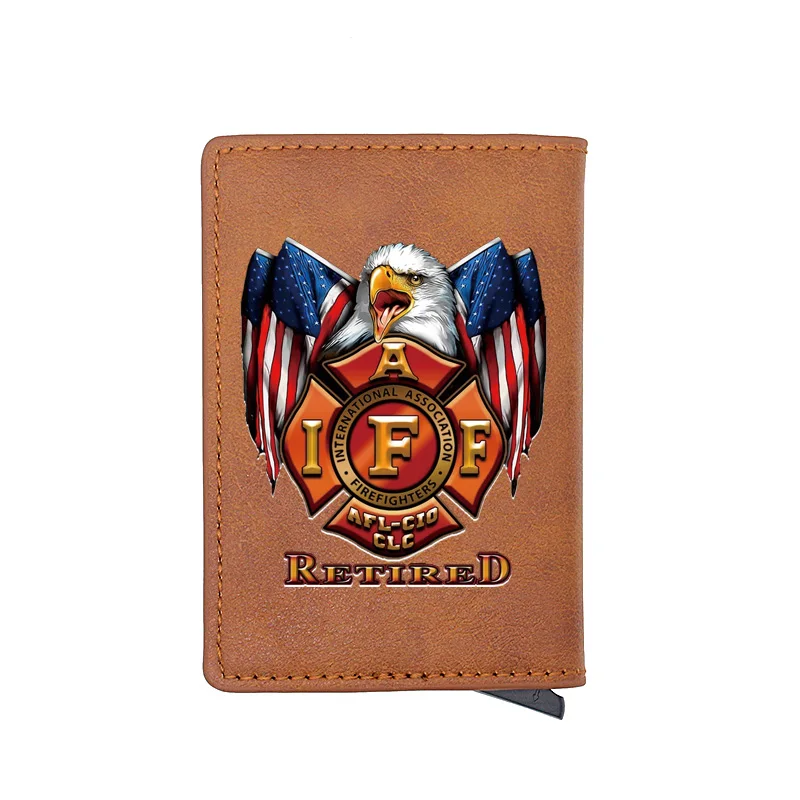 

Classic American Flag Eagle Firemen Digital Printing Card Holder Wallet Charm Men Women Leather Pu Small Purse
