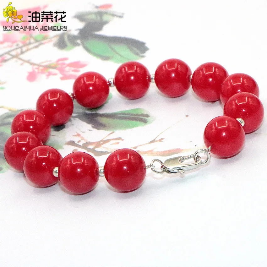 Высококачественный красный коралловый жемчужный браслет отдельные бусины