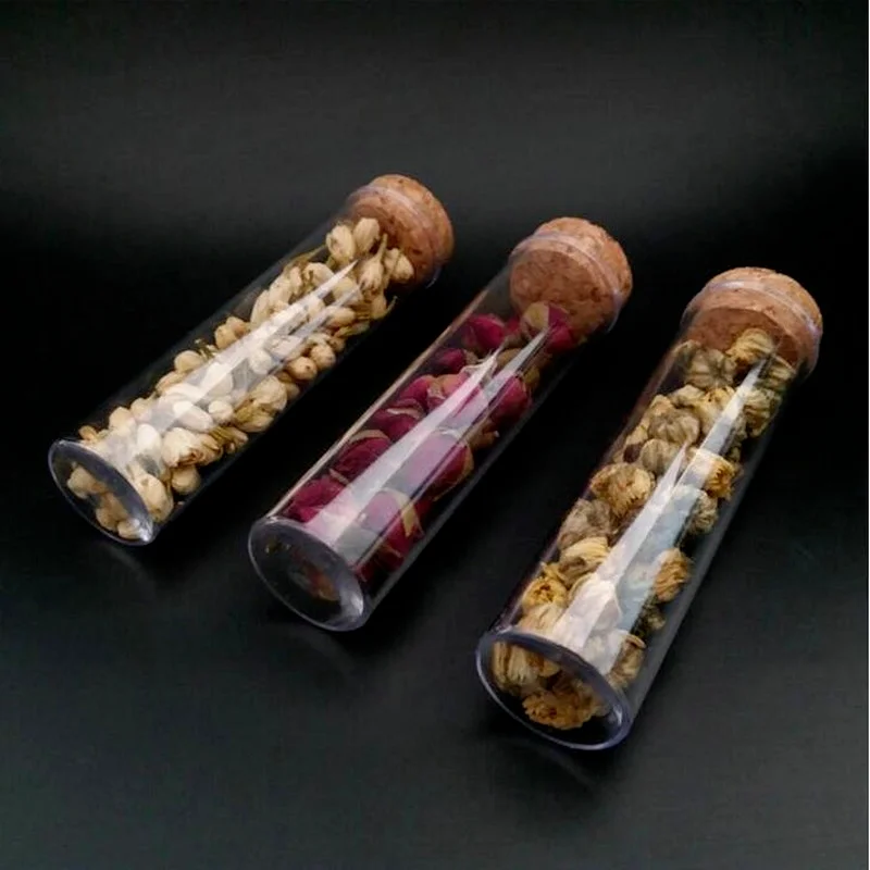 20pcs/set 30x115mm Flat BottomTransparent Lab Empty Plastic Test Tube With Cork Stoppers Laboratory School Educational Supplies |