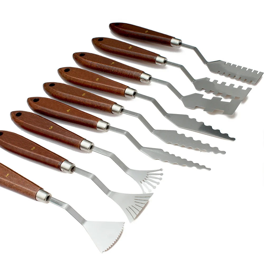 

9Pcs Mixed Stainless Steel Palette Scraper Set Spatula Knives For Artist Oil Painting Tool High Quality Oil Painting Knife Blade