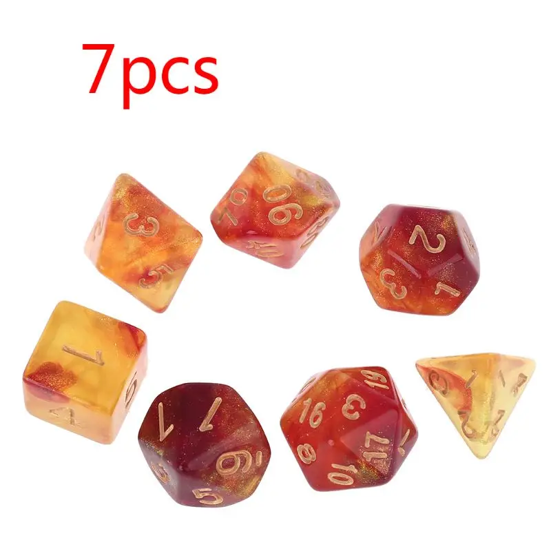 

2022 New 7pcs D20 Polyhedral Dice Glitter Double Colors 20 Sided Dices Table Board Game