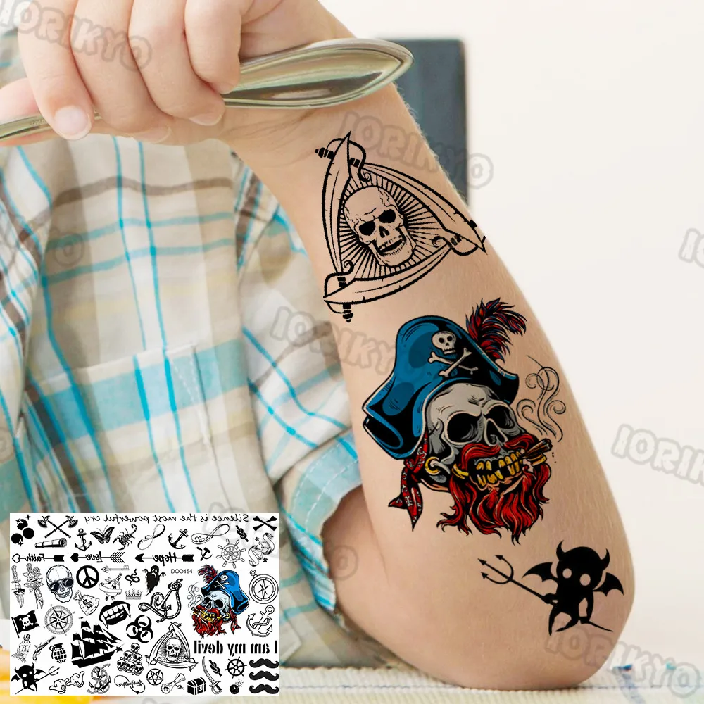 Якорь Пират Временные татуировки для маленьких мальчиков комплект детской