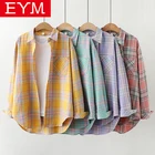 Свободная дизайнерская клетчатая рубашка для женщин, новинка 2021, демисезонные Брендовые женские топы, Женская Повседневная Блузка с длинным рукавом, одежда, блузы