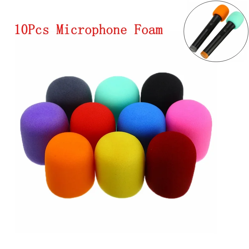 

High Quality 10Pcs Multi Color Handheld Stage Ball Shape Microphone Windscreen Foam Mic Cover Karaoke DJ 2.8"x2.3"