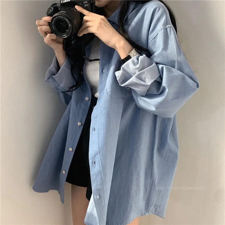 Early in the spring of 2022 the new high women's retro joker loose coat women long sleeve shirt