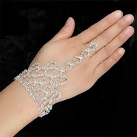new fashion rhinestone bangle chain link finger ring women chain dancing gloves bracelet jewelry gifts