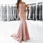 Женское платье подружки невесты, розовое платье русалки с открытыми плечами и длинным шлейфом, платье для свадебной вечеринки