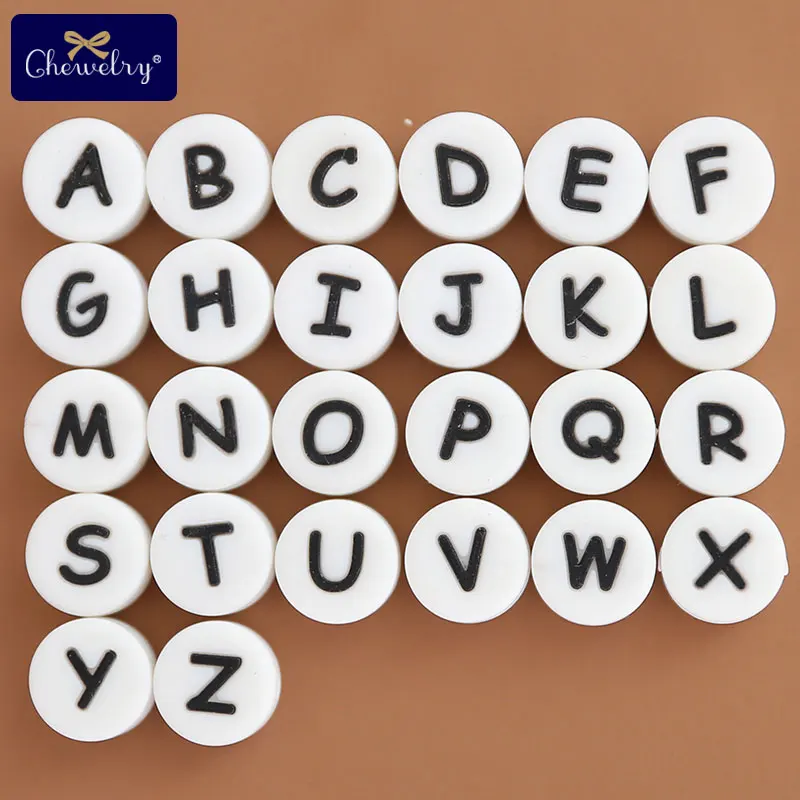 Силиконовые бусины в виде букв 50 шт. Английский алфавит из пищевого силикона
