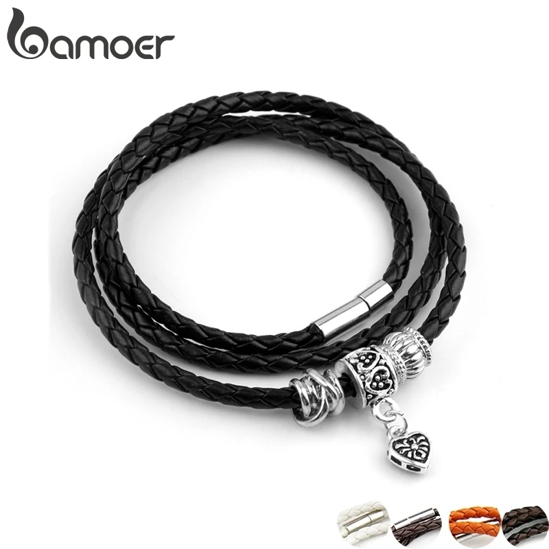 Самое новое прибытие шарм черный кожаный браслет обруча для женщин пять цветов