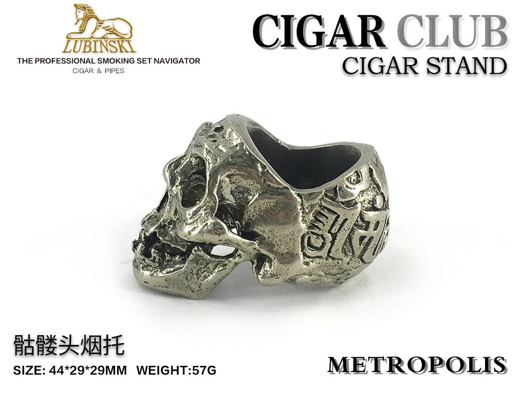 silver Держатель пепельницы с черепом COHIBA, стальная подставка для сигар, Золотой Серебряный - Цвет: silver