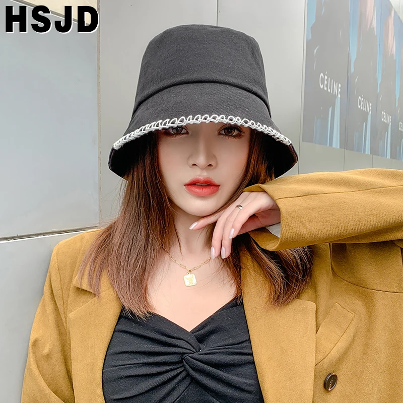 Korea Autumn Winter Bucket Hat Women's Hats Wide Brim Foldable Flat Fisherman hat Travel Sun Panama Cap New Fashion Female Caps